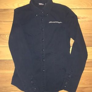 H-D BUTTON FRONT FITTED ADORABLE SHIRT HAS BLING